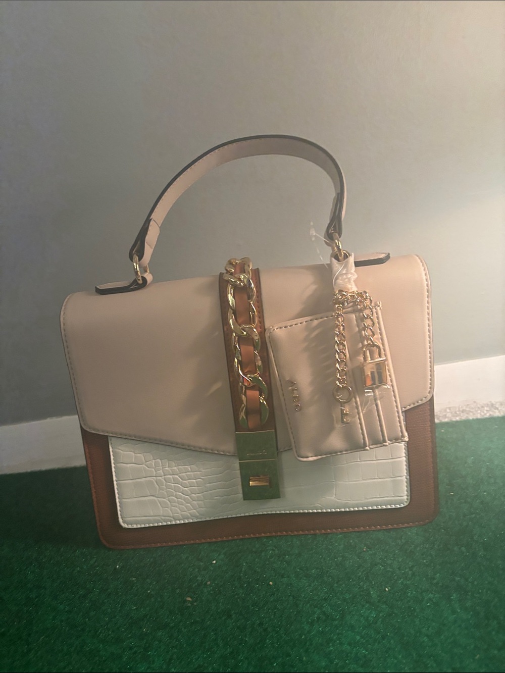 ALDO Brown Shaded Leather Bag